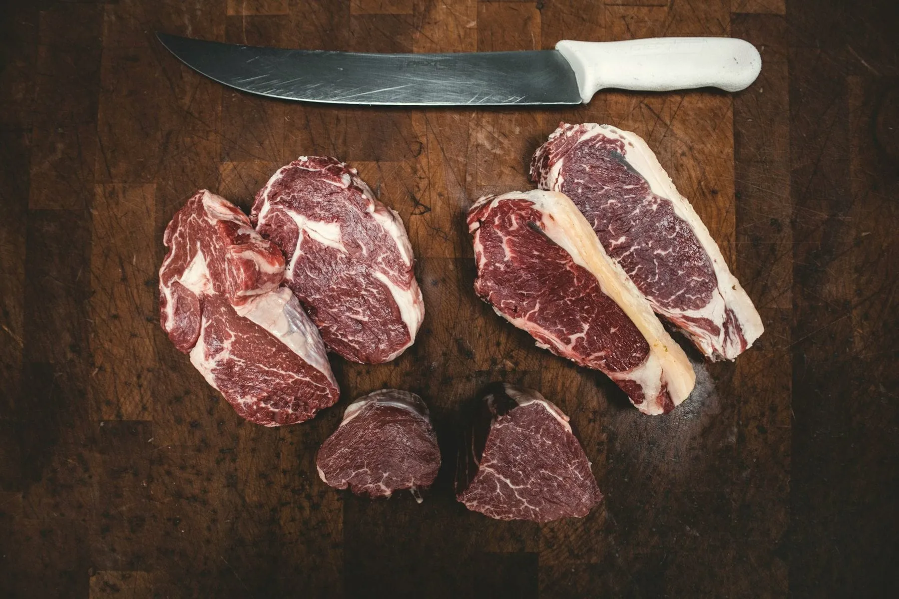 Beef cuts laid out at Perry Butcher Co. in Waterboro, Maine