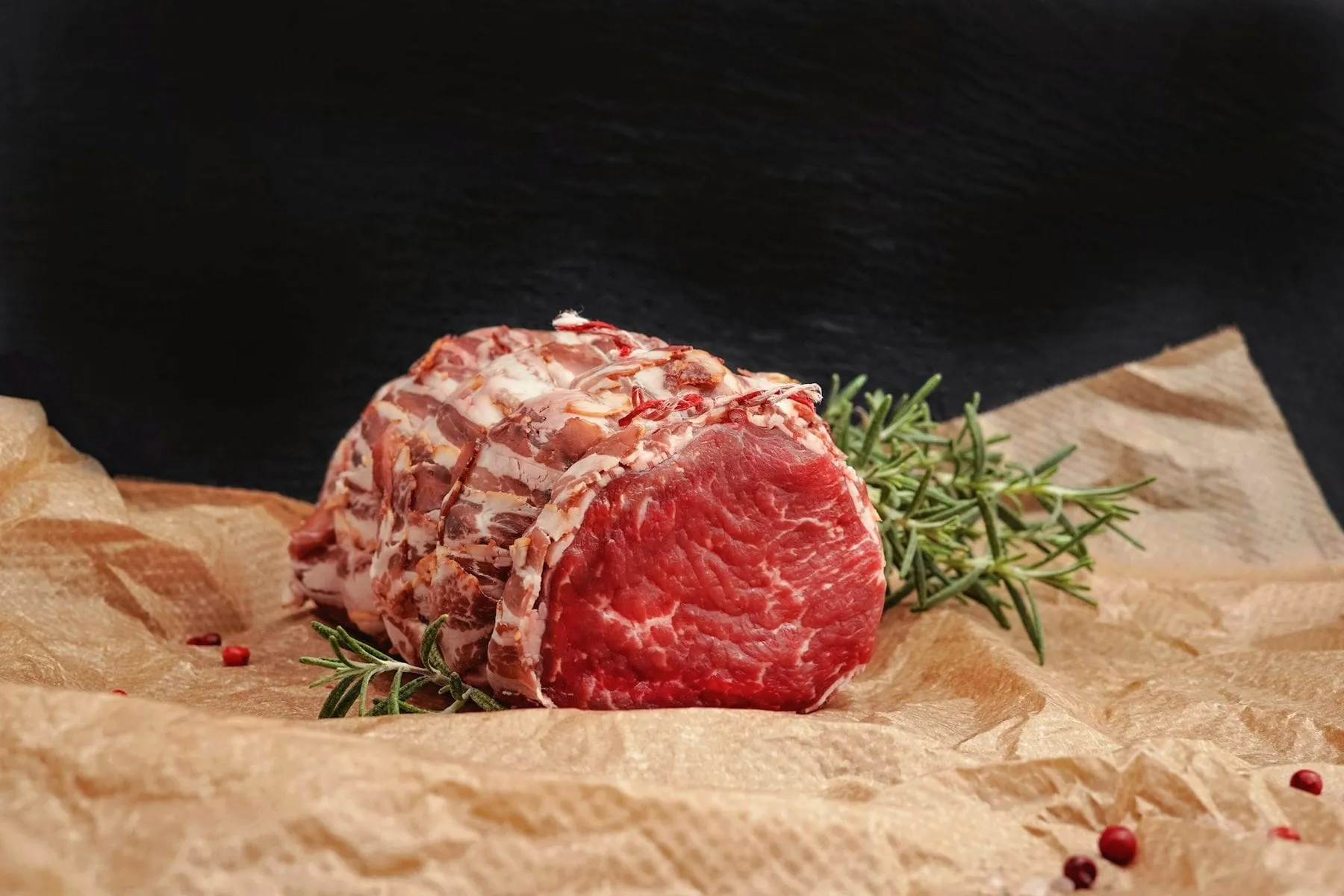 A beef roast tied and wrapped for a customer’s beef share